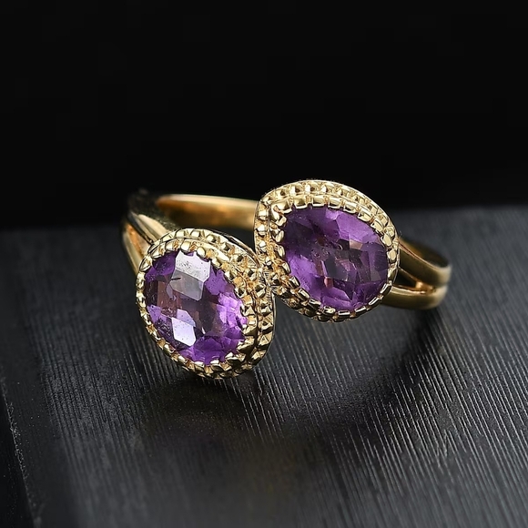 Premium Natural Amethyst Bypass Ring - Picture 7 of 7
